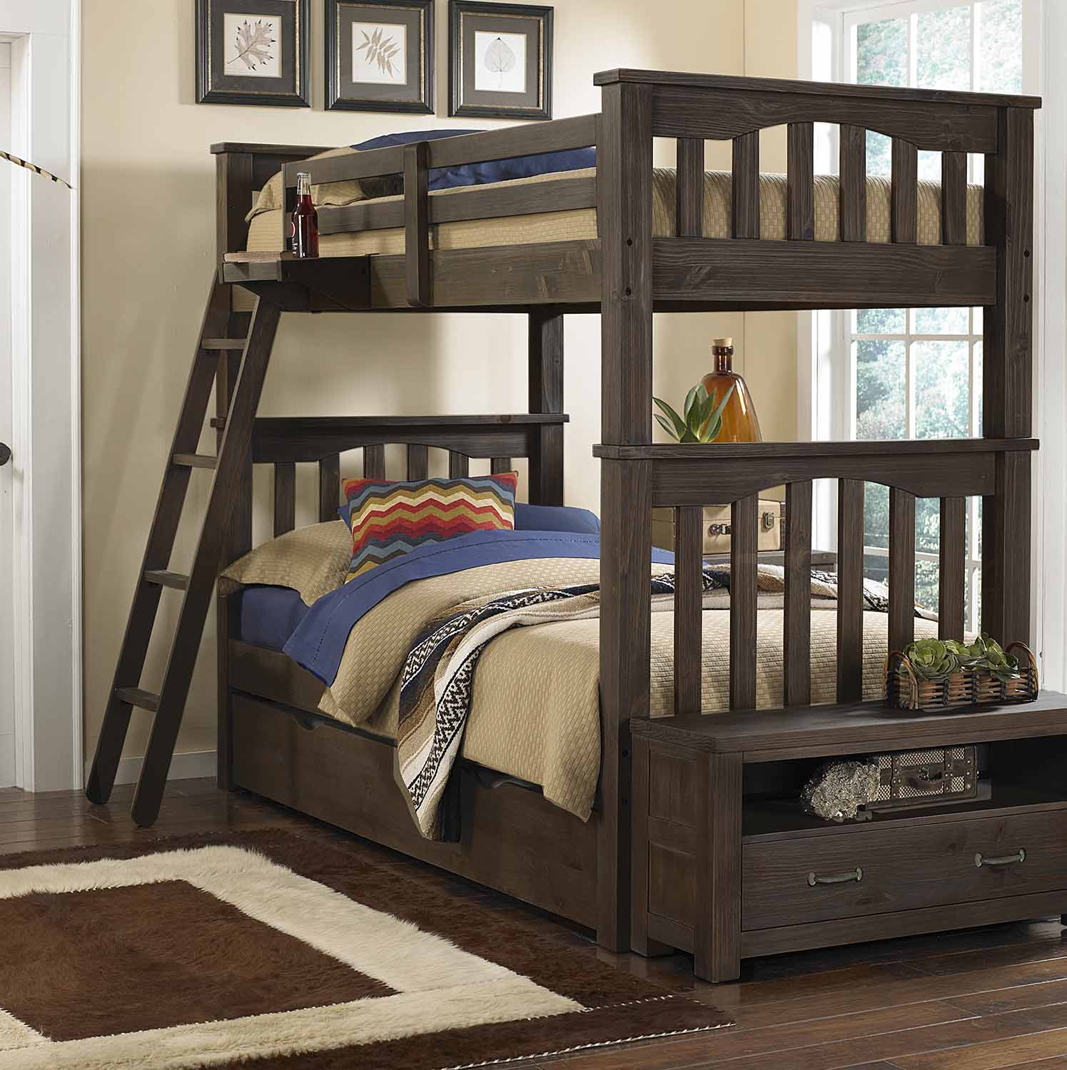 NE Kids Highlands Harper Twin Over Twin Bunk With Trundle - Espresso
