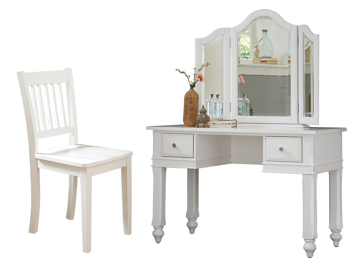 NE Kids Lake House Writing Desk with Vanity Mirror and Chair - White