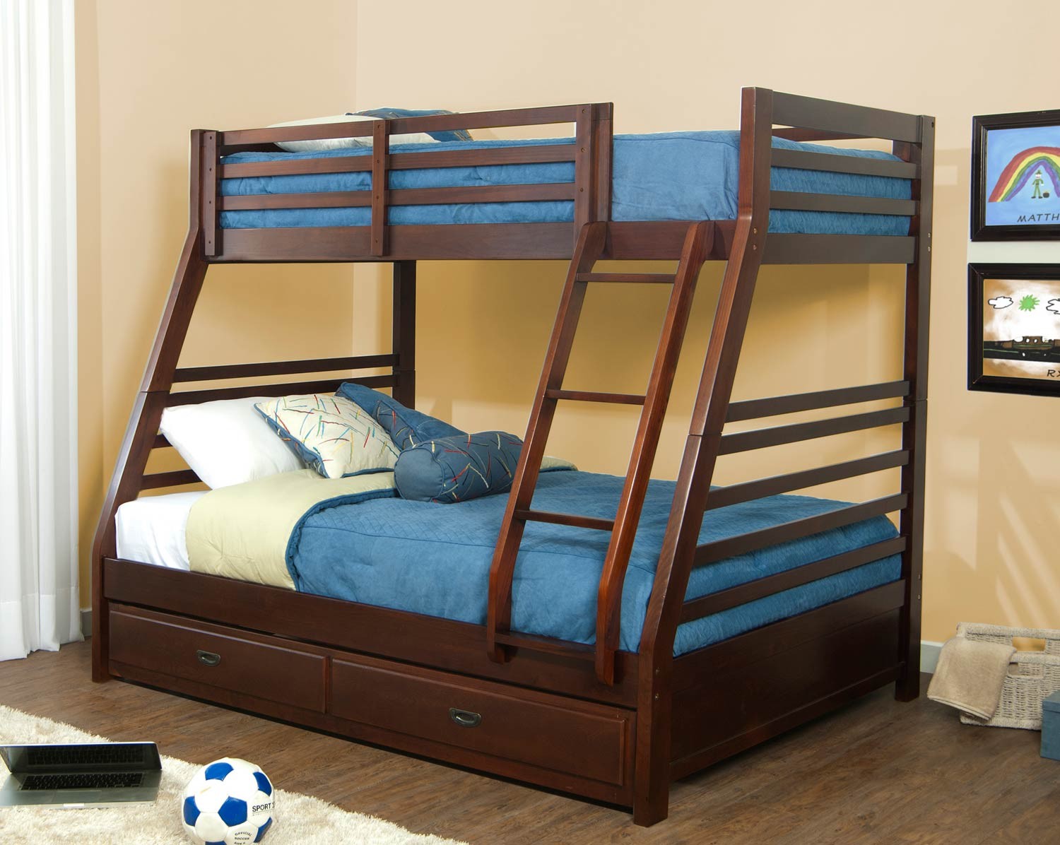 Hillsdale Bailey Twin/Full Bunk Bed with Trundle Mission Oak 1836BBFT