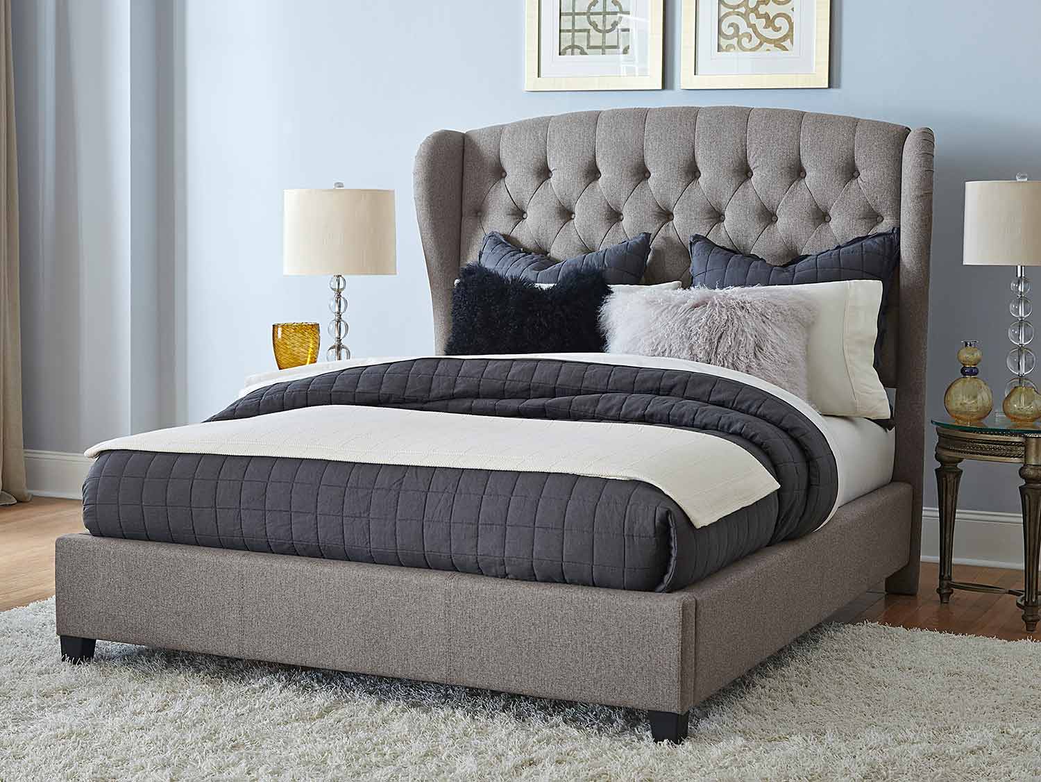 Hillsdale Bromley Upholstered Bed Orly Gray Fabric 1943BRBed