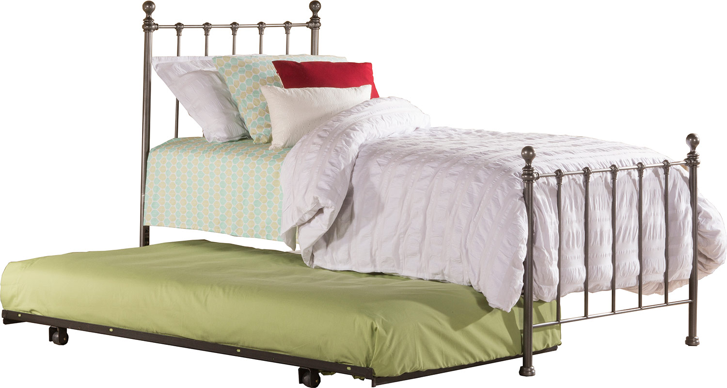 Hillsdale Molly Twin Bed with Suspension Deck and Rollout Trundle - Black Steel