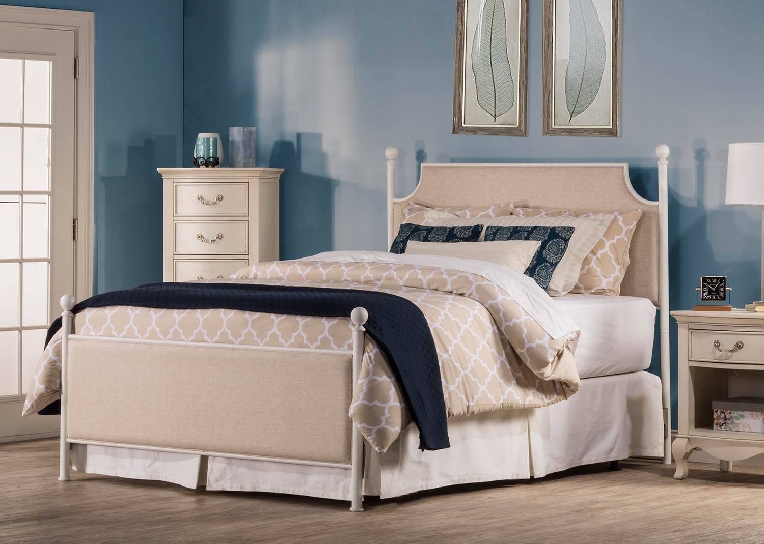 Hillsdale McArthur Bed OffWhite Oatmeal Linen Fabric 1999BBed