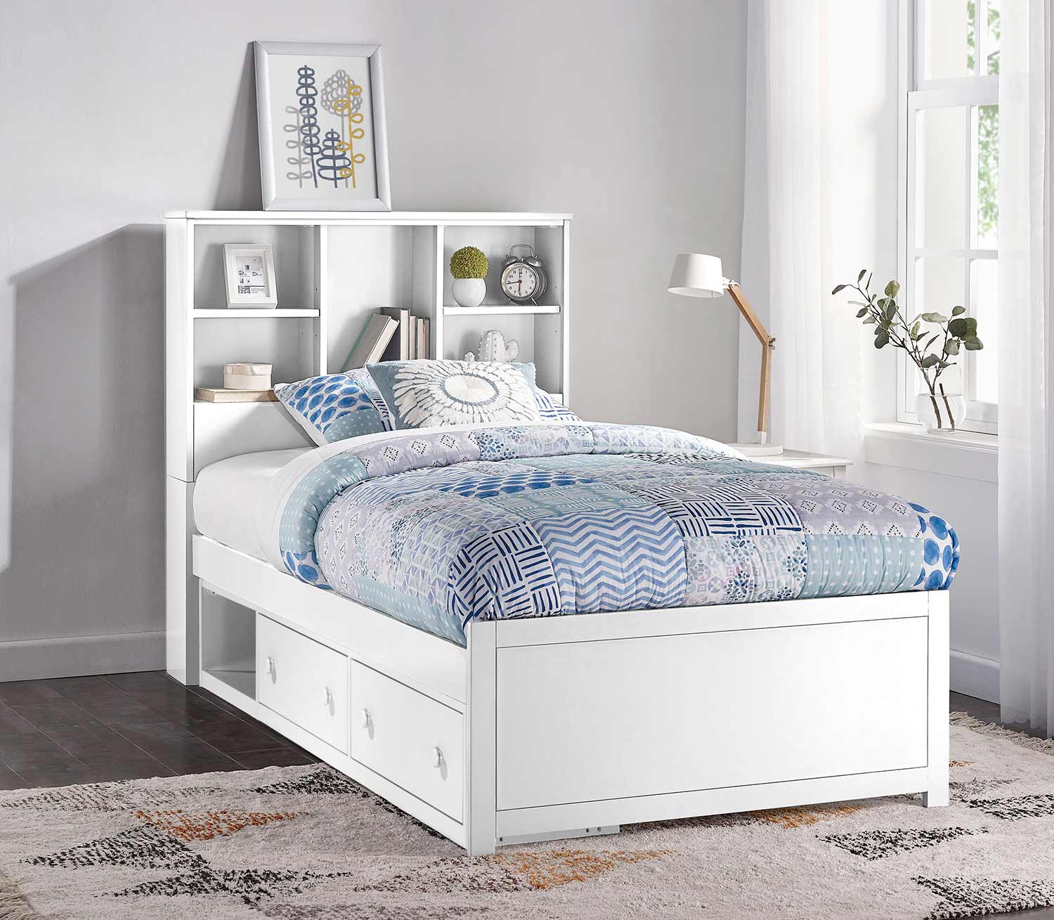 Hillsdale Caspian Twin Bookcase Bed With Storage Unit White 2179bts