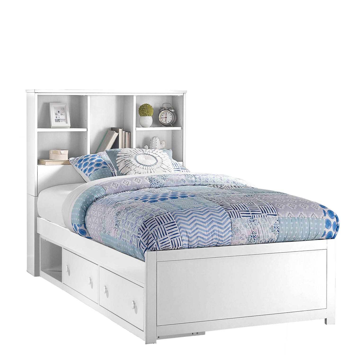 Hillsdale Caspian Twin Bookcase Bed with Storage Unit - White