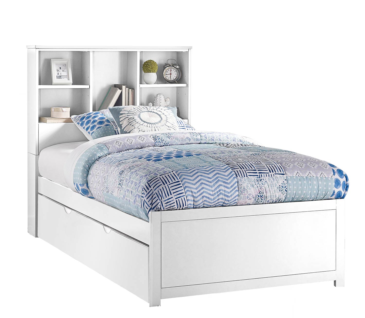 Hillsdale Caspian Twin Bookcase Bed with Trundle Unit - White