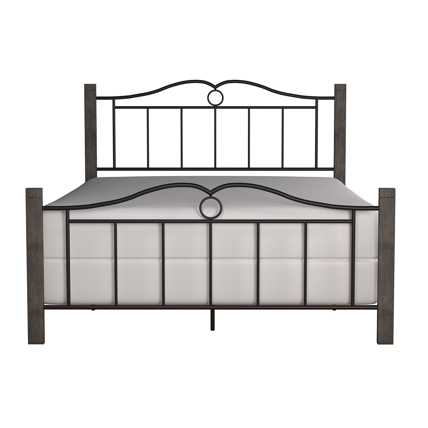 Hillsdale Dumont Metal Bed with Double Arched Scroll Design - Textured Black/Brushed Charcoal