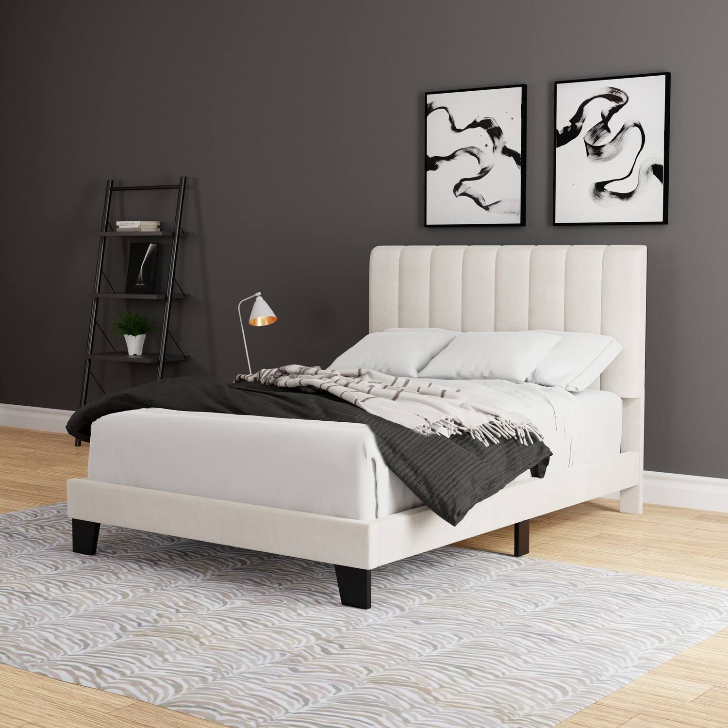 Hillsdale Crestone Upholstered Adjustable Height Platform Bed - Cream