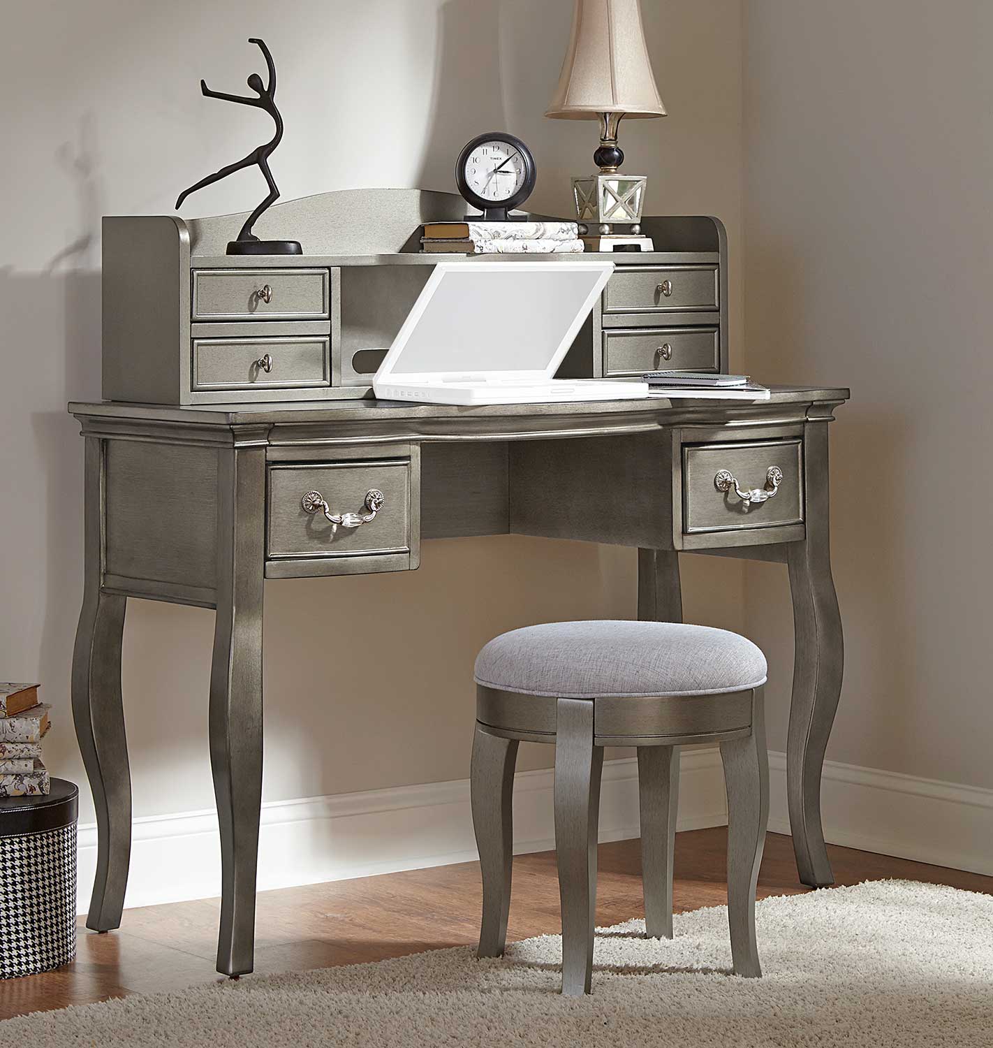 Ne Kids Kensington Writing Desk With Hutch And Stool Antique Silver