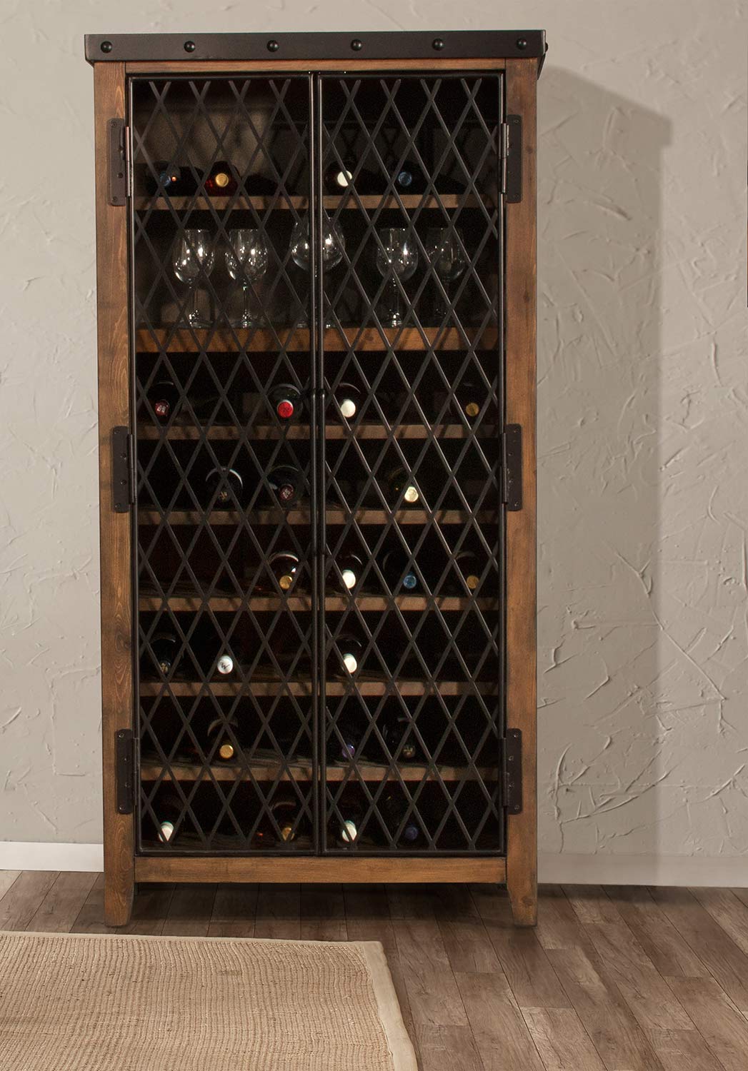 Hillsdale Jennings Tall Wine Cabinet - Walnut Wood/Brown Metal 4022-892 ...