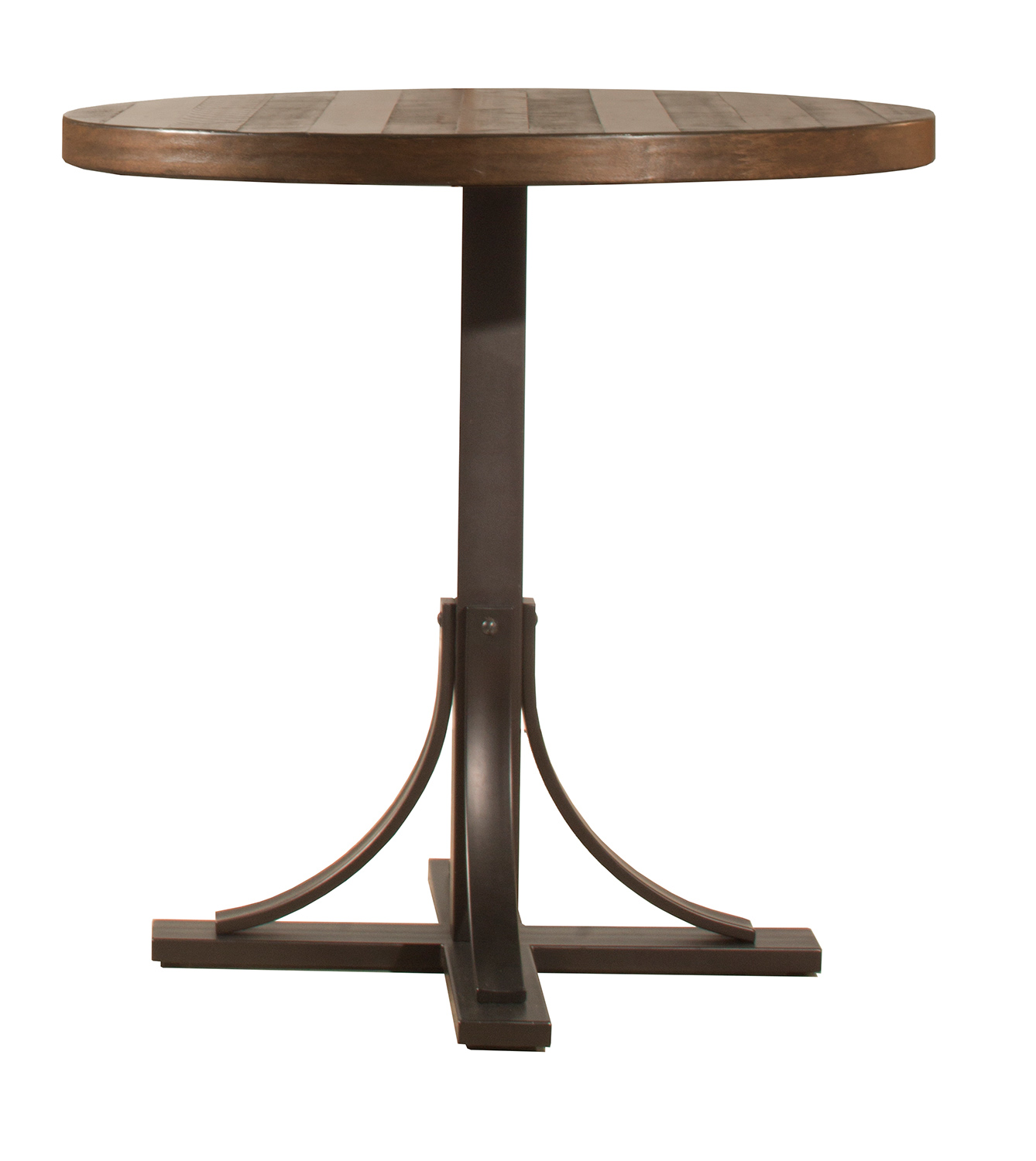 Hillsdale Jennings Round Counter Height Dining Table - Walnut Wood/Brown Metal
