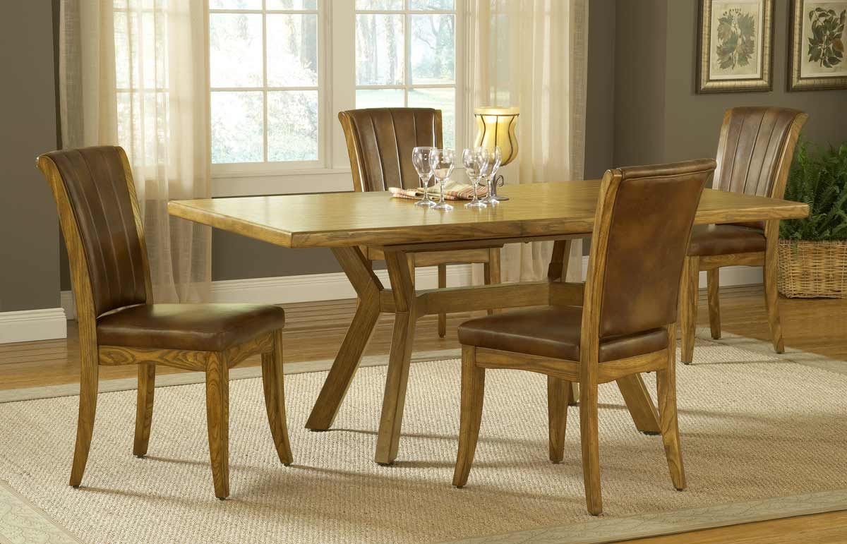 Hillsdale Grand Bay Rectangle Dining Set with Caster Chair Oak