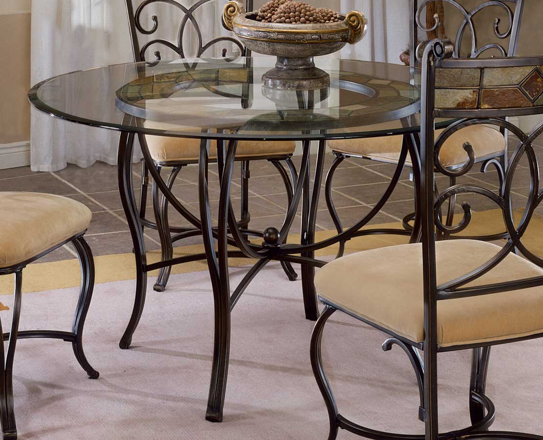 wrought iron glass top table and chairs