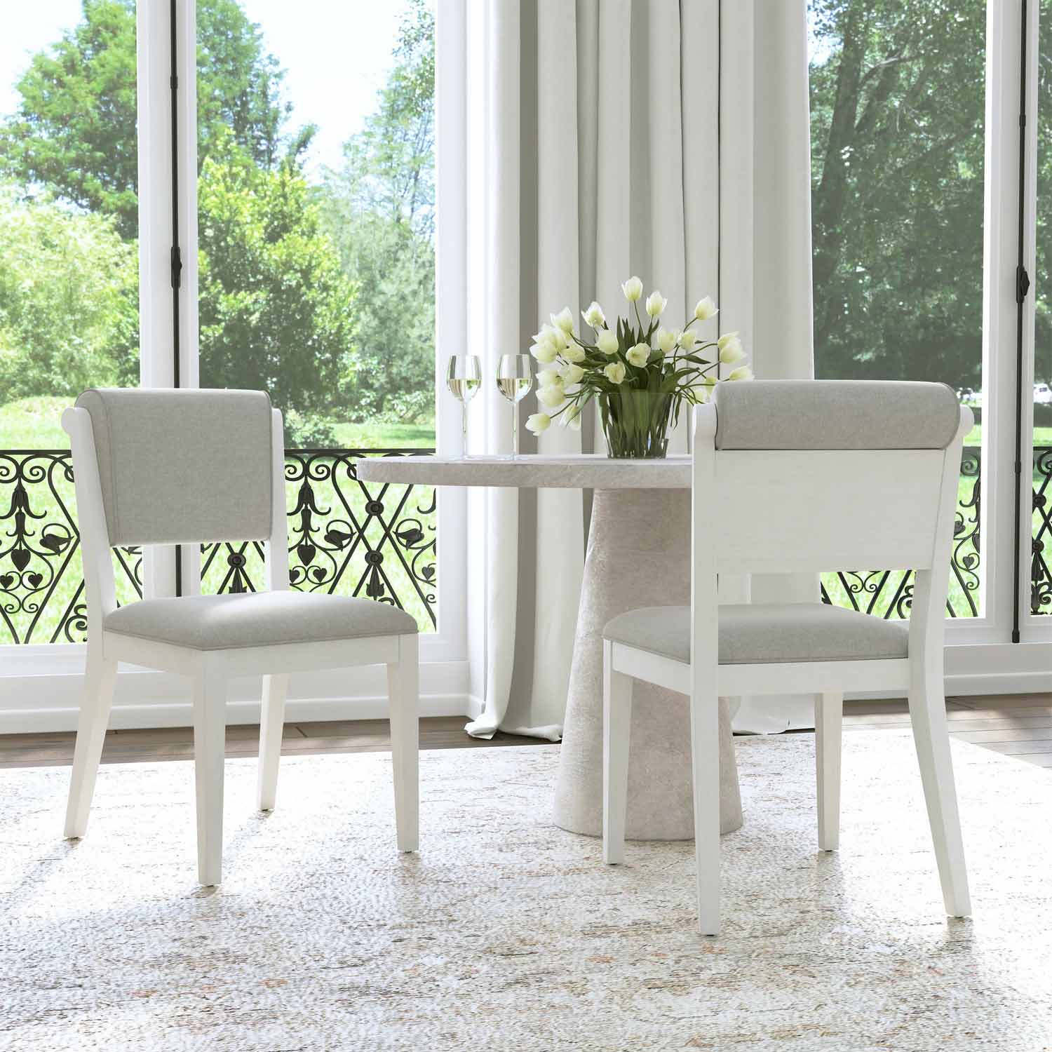 Hillsdale Clarion Wood and Upholstered Dining Chairs - Set of 2 - Sea White