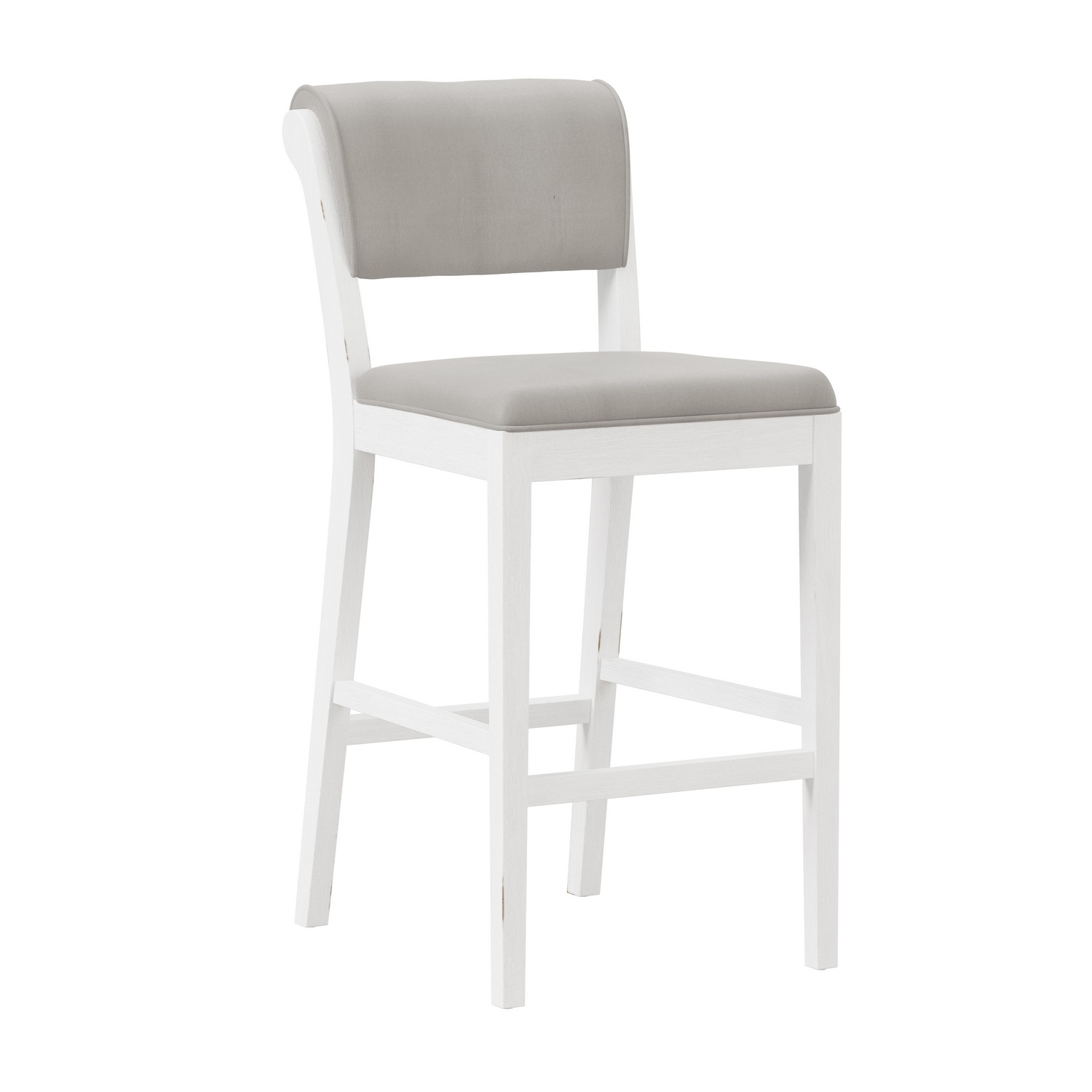 Hillsdale Clarion Wood and Upholstered Panel Back Bar Height Stool - Sea White