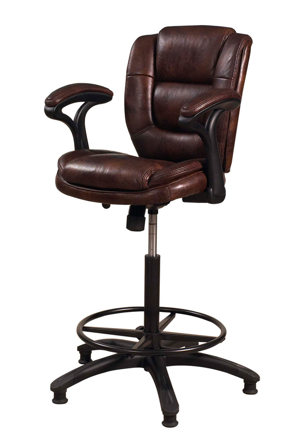Hillsdale Dawson Upholstered Adjustable Back Stool - Brown Vinyl Hillsdale Dawson Upholstered Adjustable Back Stool - Brown Vinyl