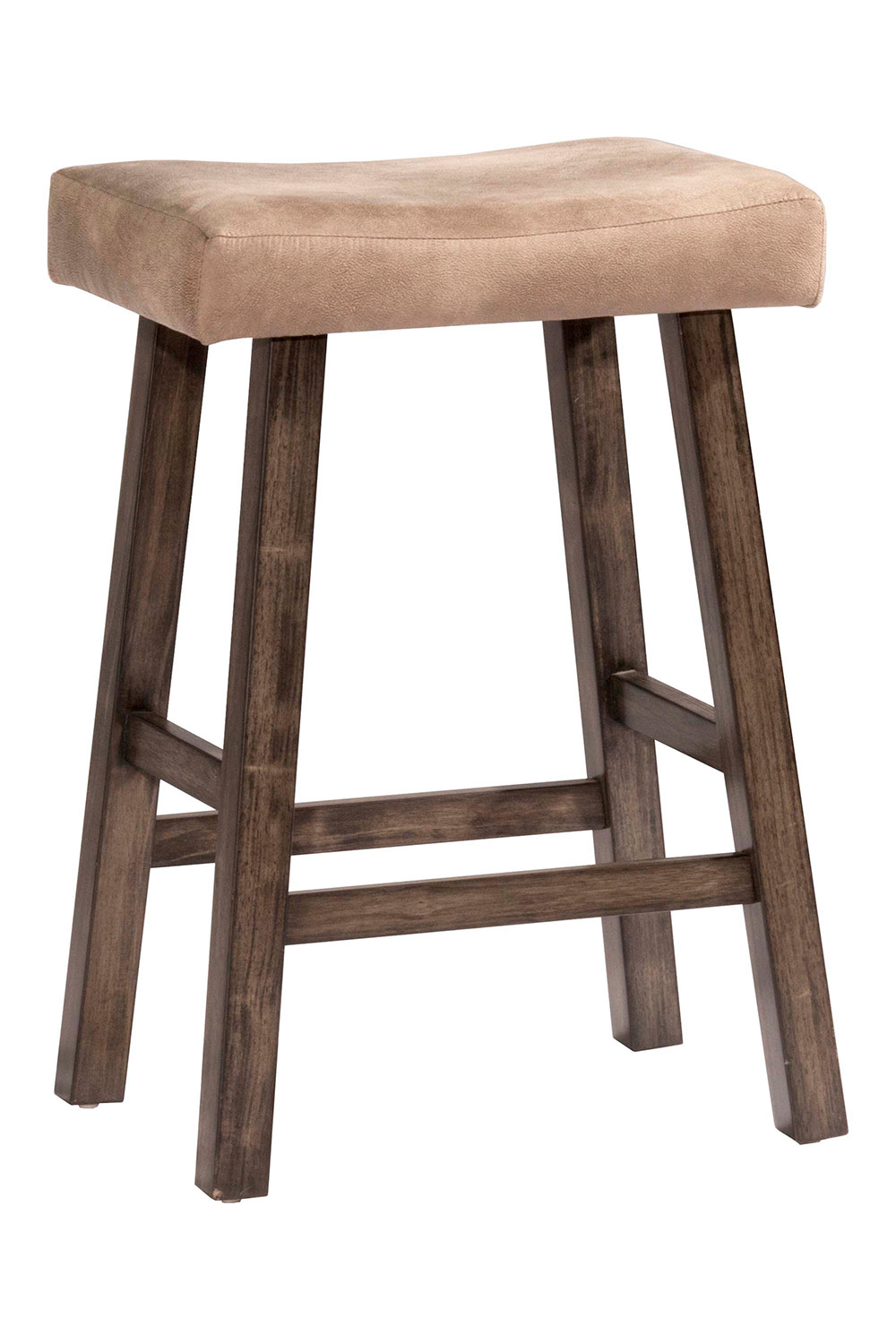 Hillsdale Saddle Non-Swivel Backless Bar Stool - Gray - Taupe Faux Leather