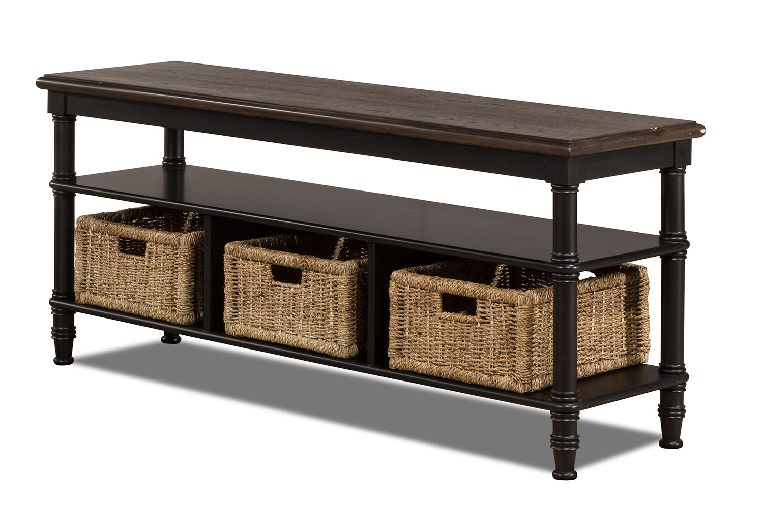 Hillsdale Seneca Storage Console with 3 Baskets Waxed Black/Walnut