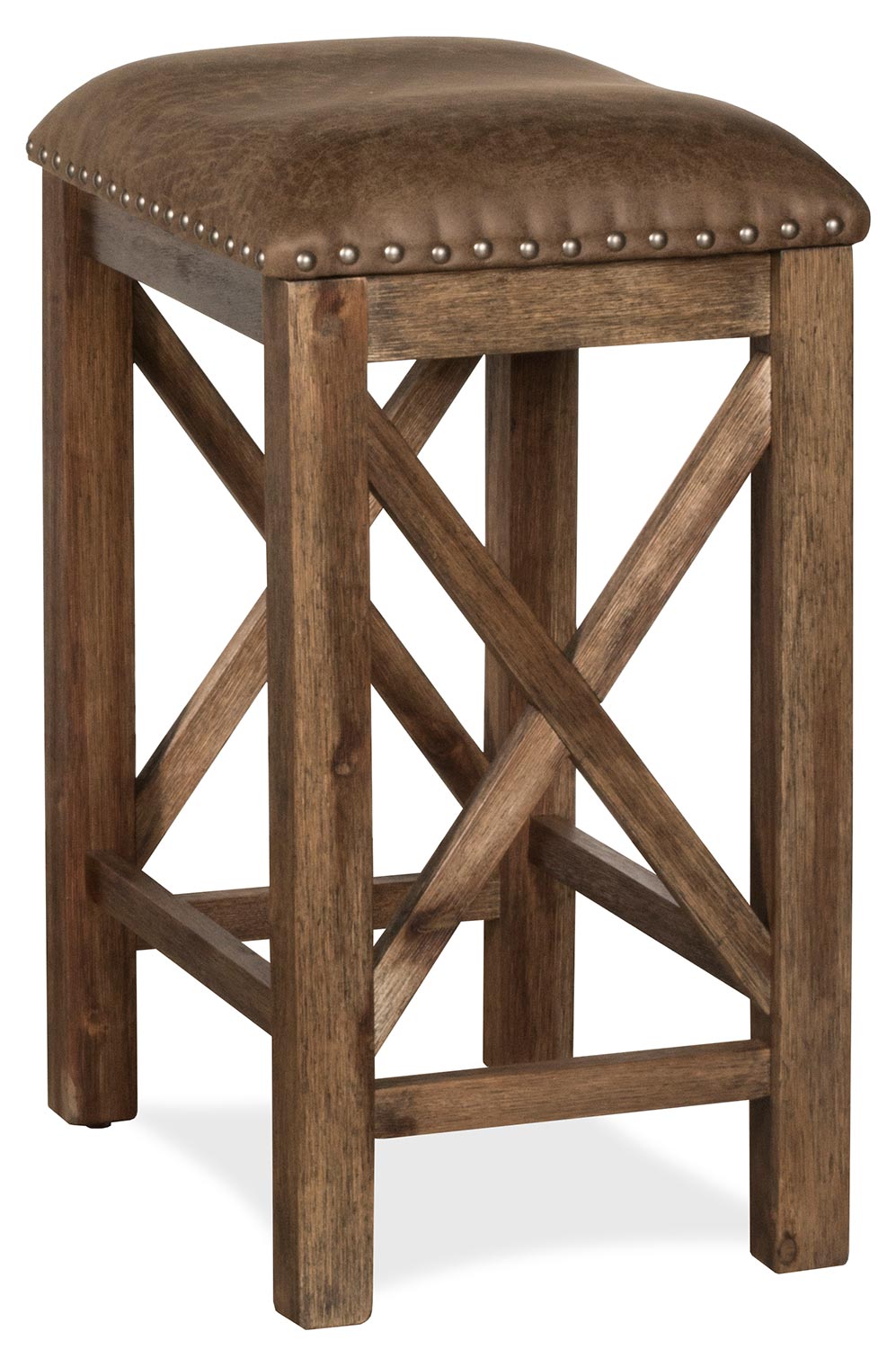 Hillsdale Willow Bend Wood Backless Counter Height Stool - Set of 2 - Antique Brown Walnut