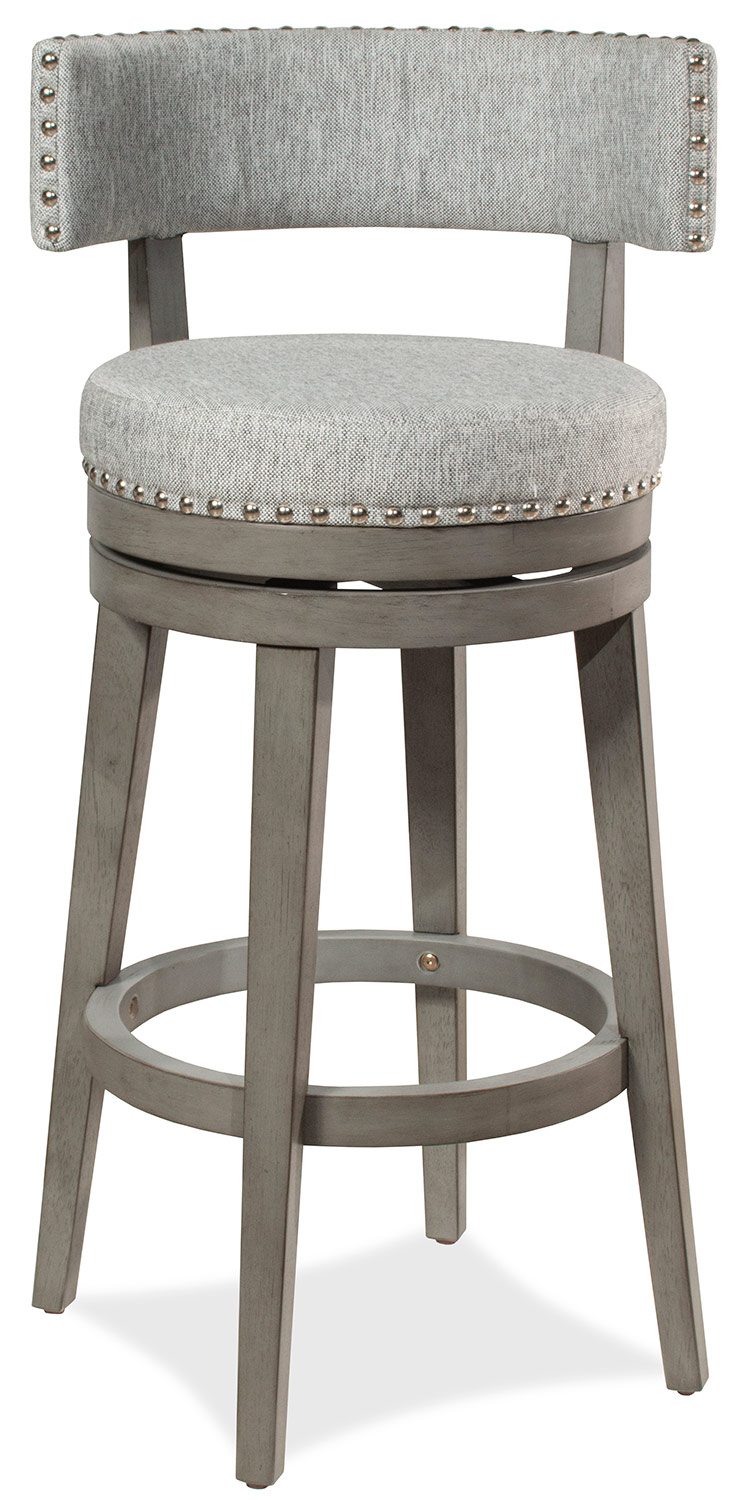 Hillsdale Lawton Wood Counter Height Swivel Stool - Antique Gray/Ash Gray Fabric