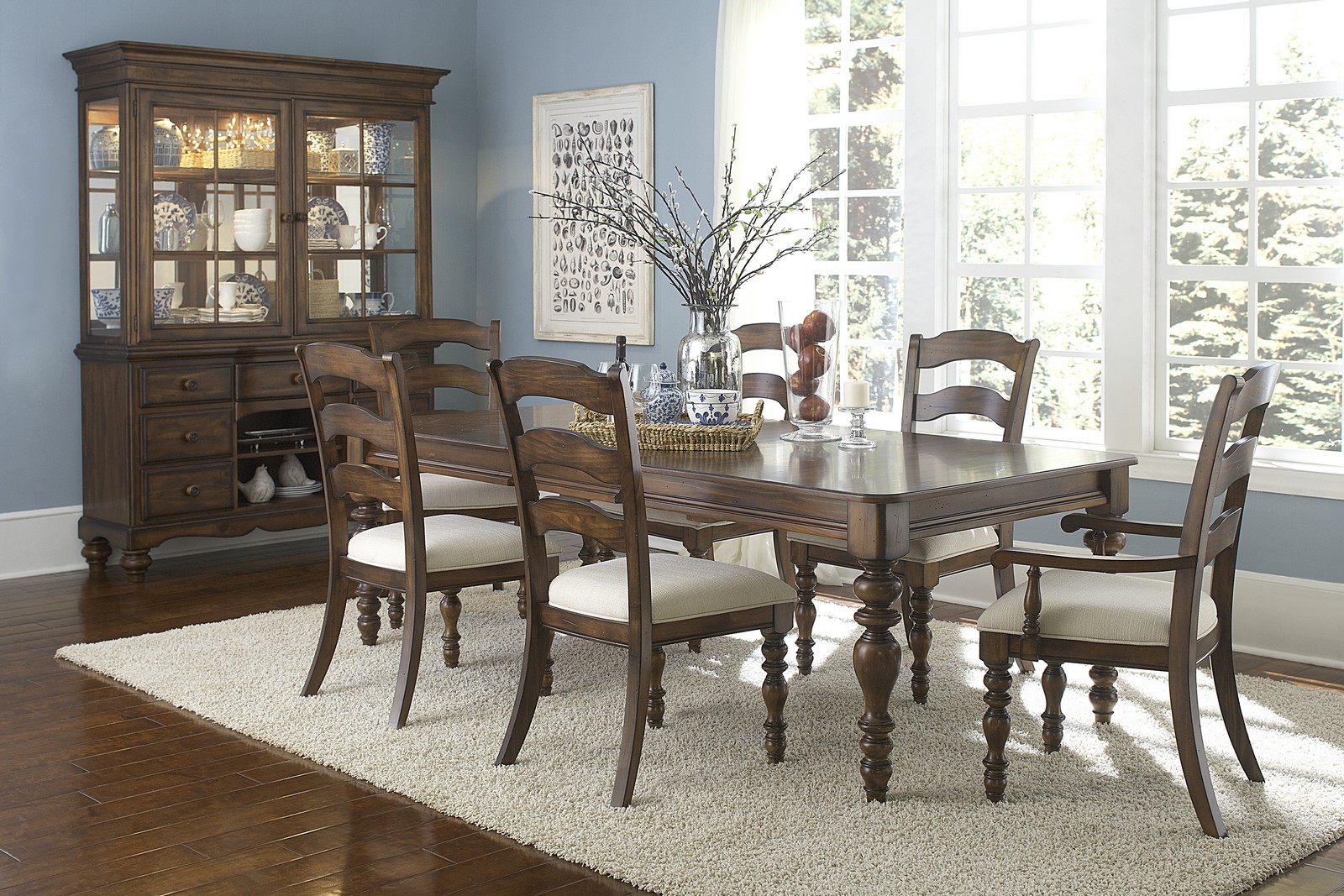 Hillsdale Pine Island 7 PC Dining Set With Ladder Back Side Chairs And ...