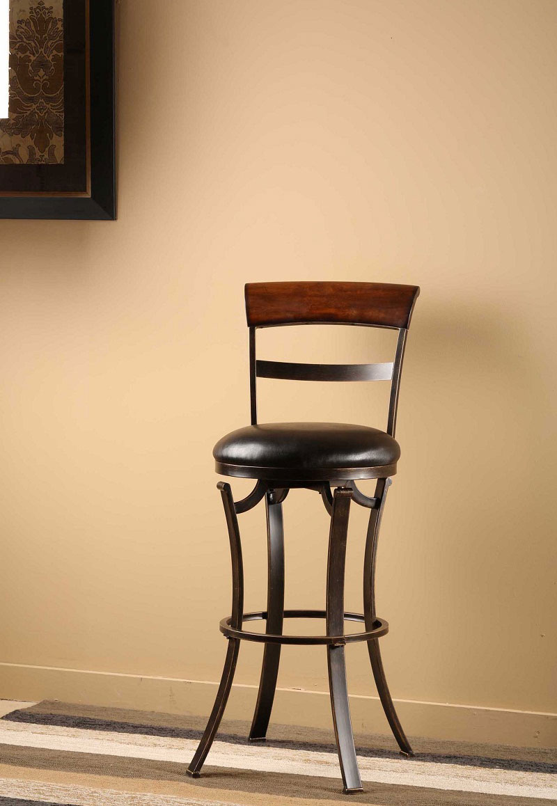 Hillsdale Kennedy Swivel Counter Stool with Cherry Finished Panel Top - Black/Gold Hillsdale Kennedy Swivel Counter Stool with Cherry Finished Panel Top - Black/Gold