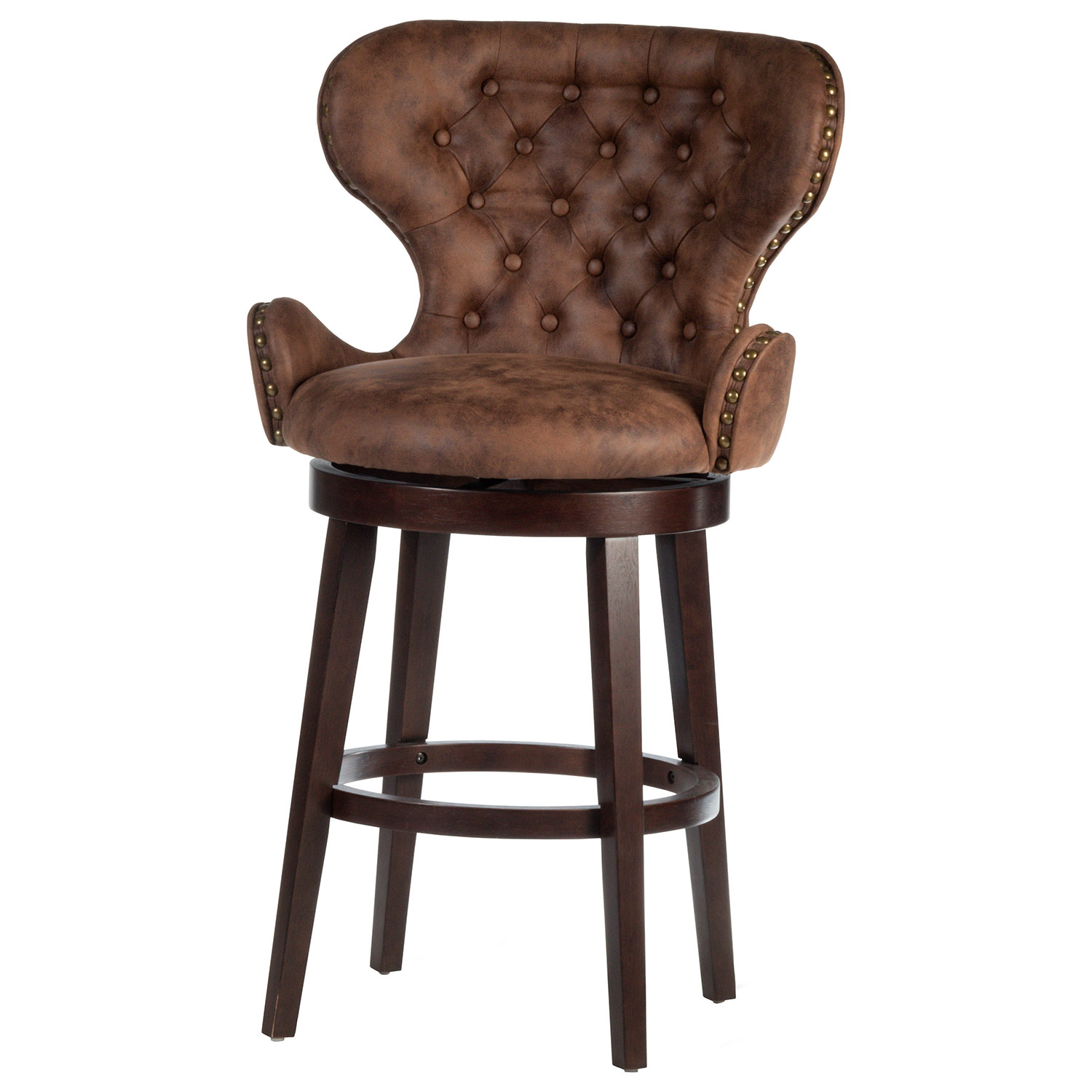 Hillsdale Mid-City Wood and Upholstered Swivel Bar Height Stool - Chocolate