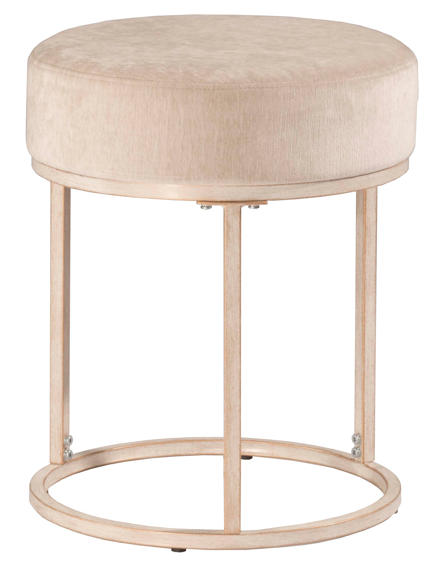 Hillsdale Swanson Backless Upholstered and Metal Vanity Stool - Distressed White