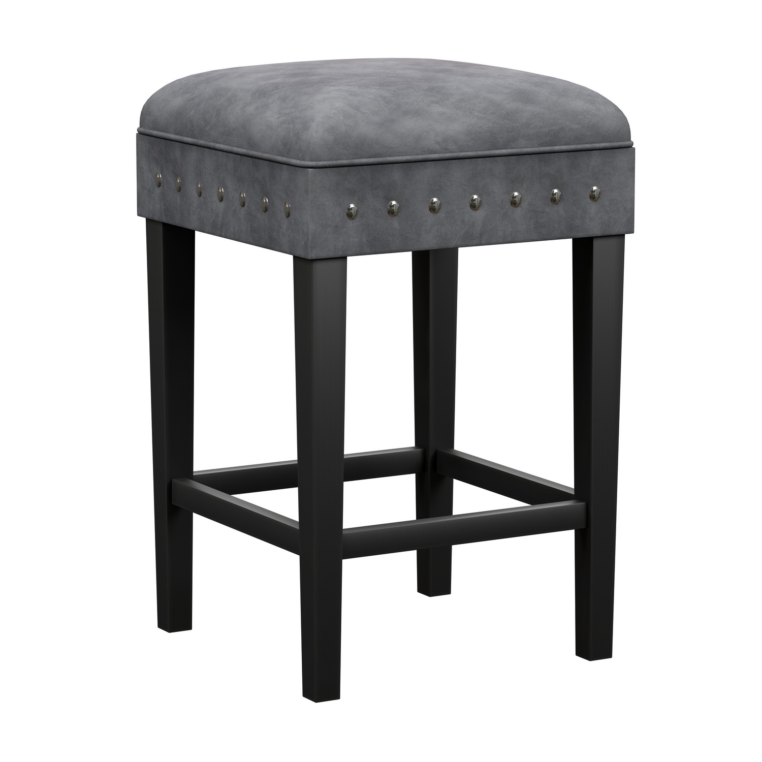 Hillsdale Cassidy Wood and Upholstered Backless Counter Height Stool - Black/Charcoal Velvet