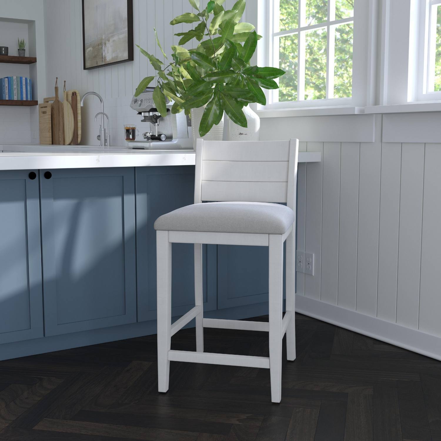 Hillsdale Fowler Wood Counter Height Stool - Sea White