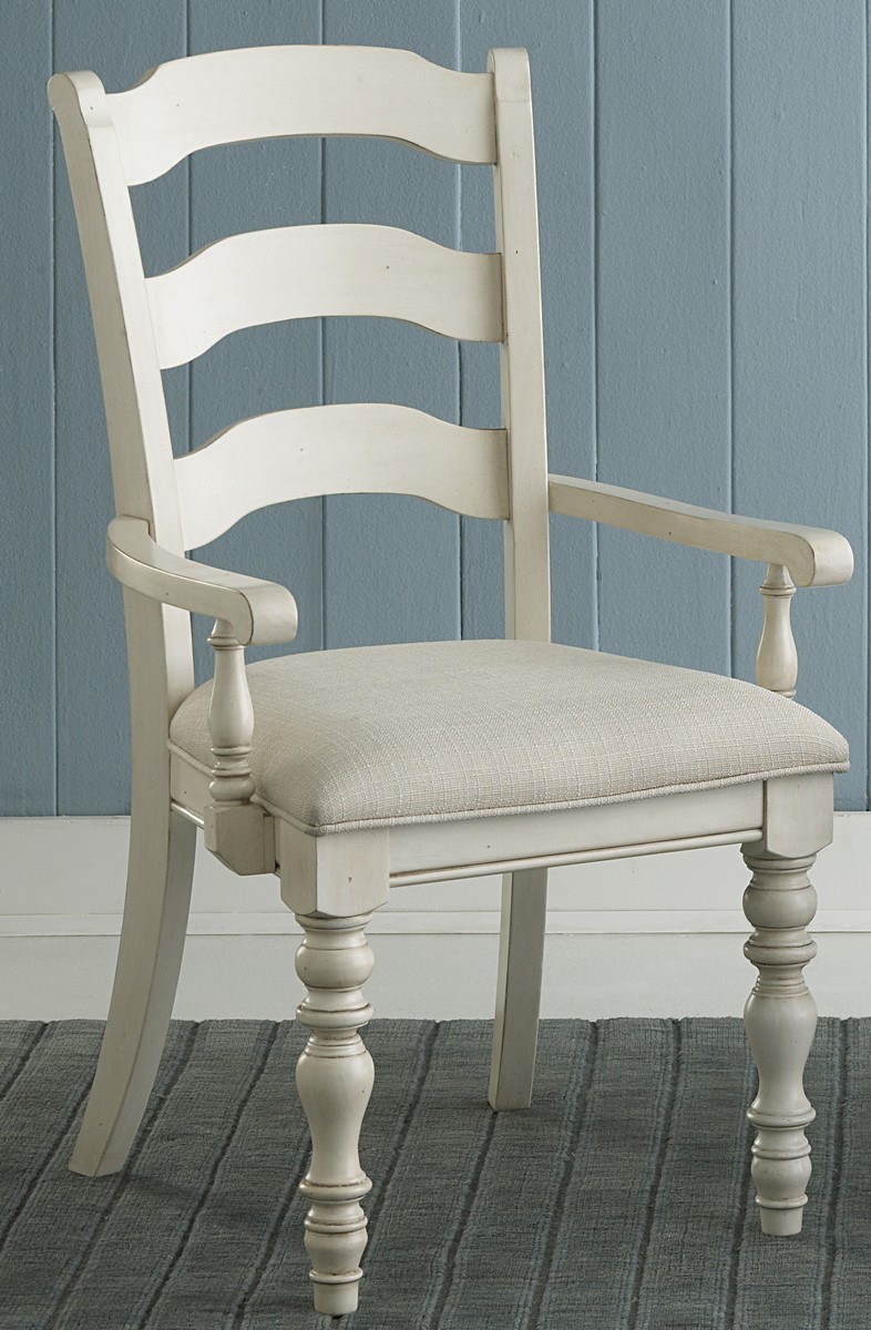 Hilale Pine Island Ladder Back Arm Chair Old White Ivory Pine Island Ladder Back Arm Chair