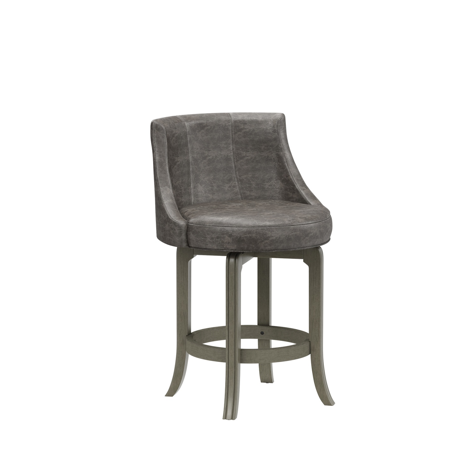 Hillsdale Napa Valley Wood Counter Height Swivel Stool - Aged Gray/Charcoal Faux Leather