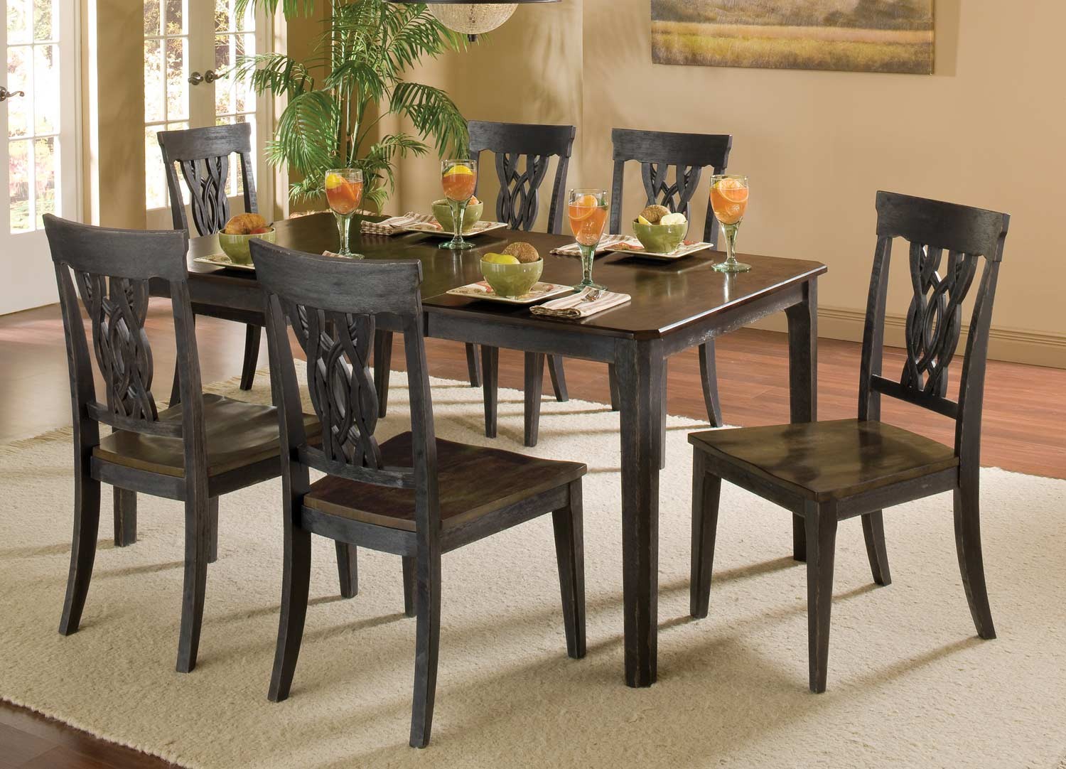 Hilale Lafayette 7 Pc Dining Set Black Gray With Walnut Hilale Lafayette 7 Pc Dining Set Black Gray With Walnut 5395dtbc7 Hilalefurnituremart