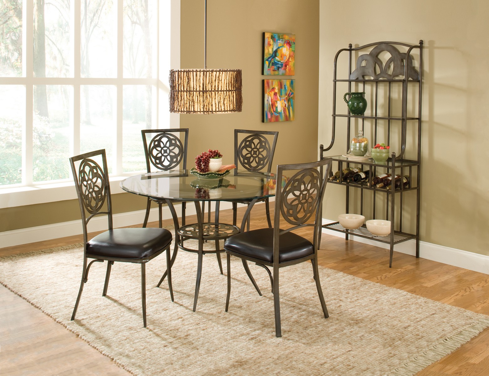Hillsdale Marsala 5 PC Dining Set - Gray with Brown Rub - Black PU Hillsdale Marsala 5 PC Dining Set - Gray with Brown Rub - Black PU