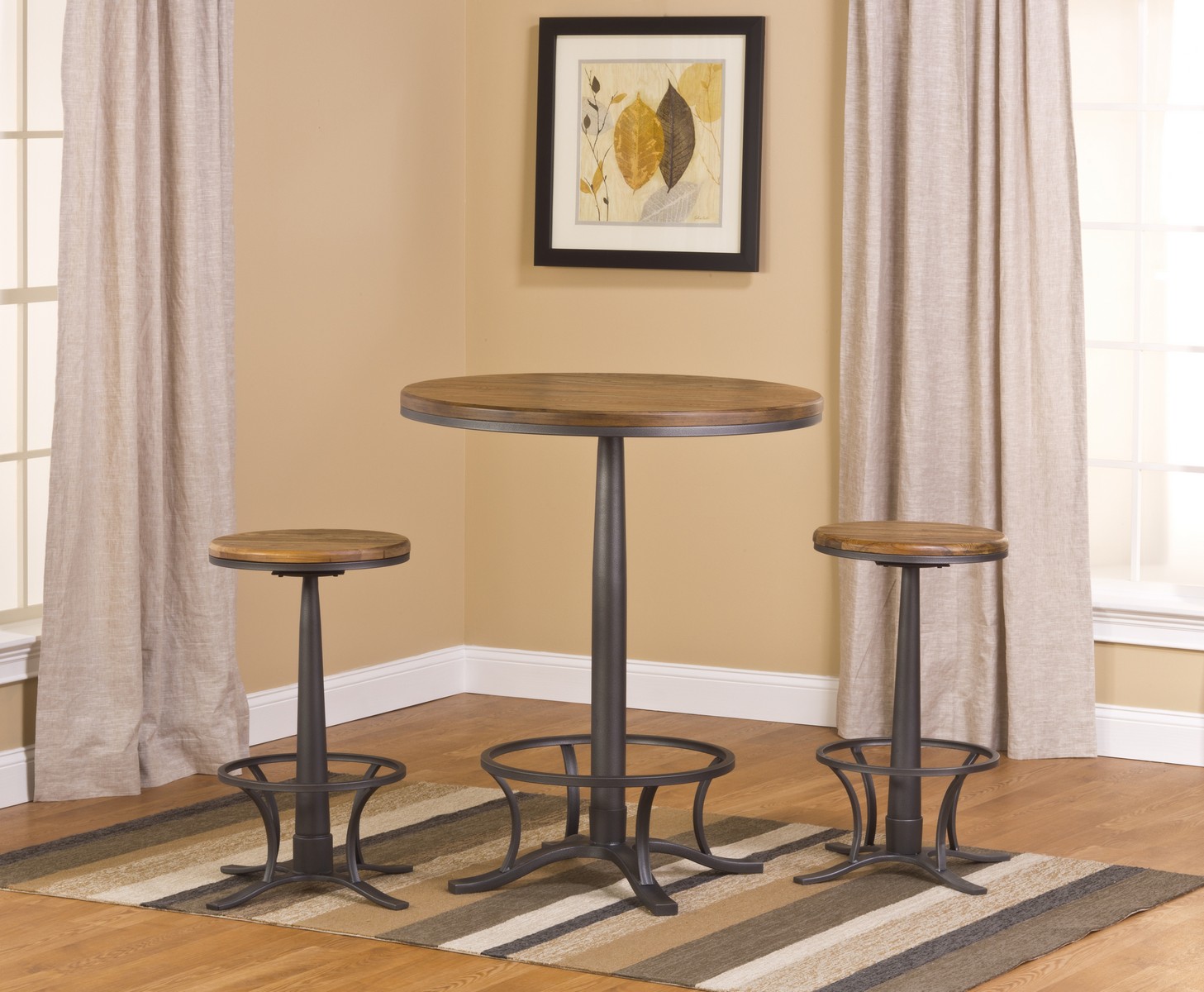 Hillsdale Westview Bar Height Bistro with Rivage Stools - Steel Gray/ Oak/ Black Hillsdale Westview Bar Height Bistro with Rivage Stools - Steel Gray/ Oak/ Black