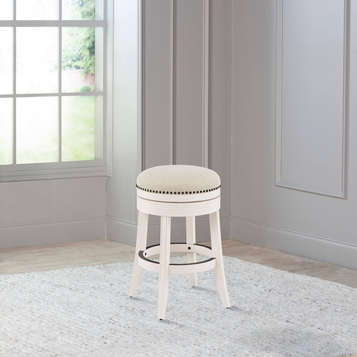 Hillsdale Tillman Wood Backless Counter Height Swivel Stool - White