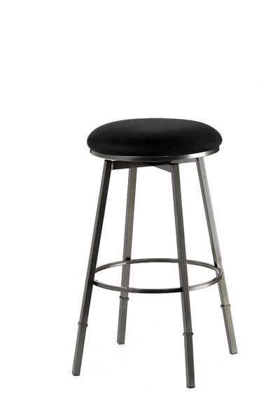 Hillsdale Sanders Adjustable Backless Bar Stool - Pewter Frame - Black Fabric Hillsdale Sanders Adjustable Backless Bar Stool - Pewter Frame - Black Fabric