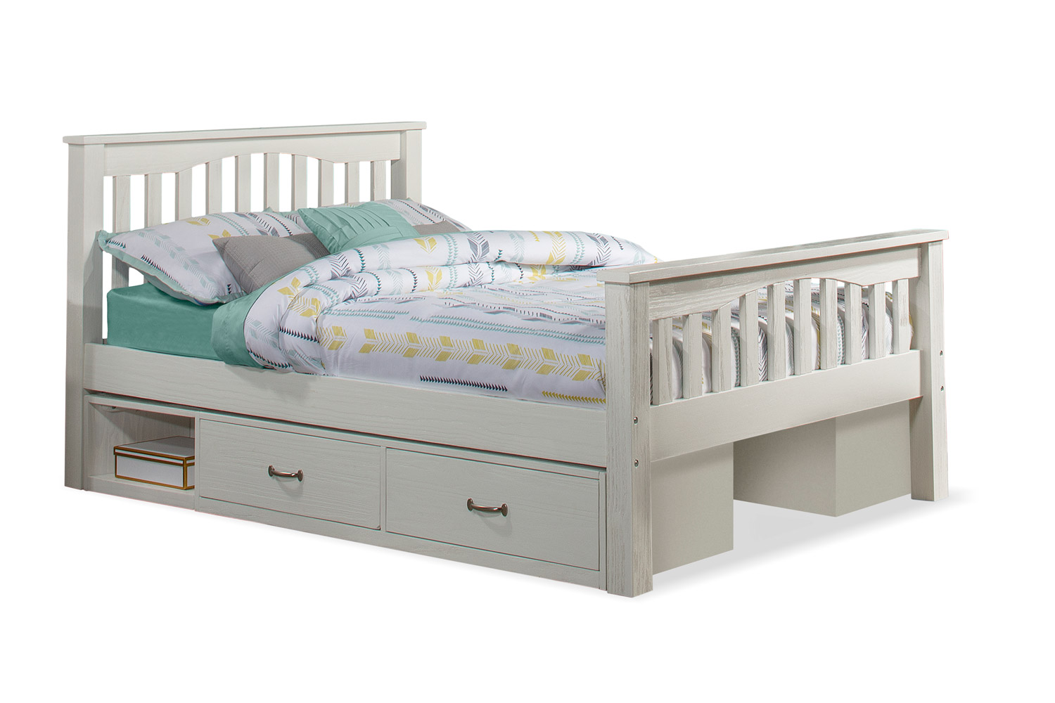 NE Kids Highlands Harper Bed with (2) Storage Units - White