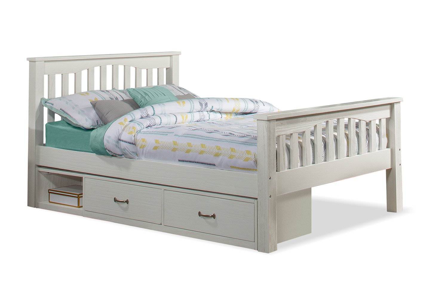 NE Kids Highlands Harper Bed with Storage Unit - White