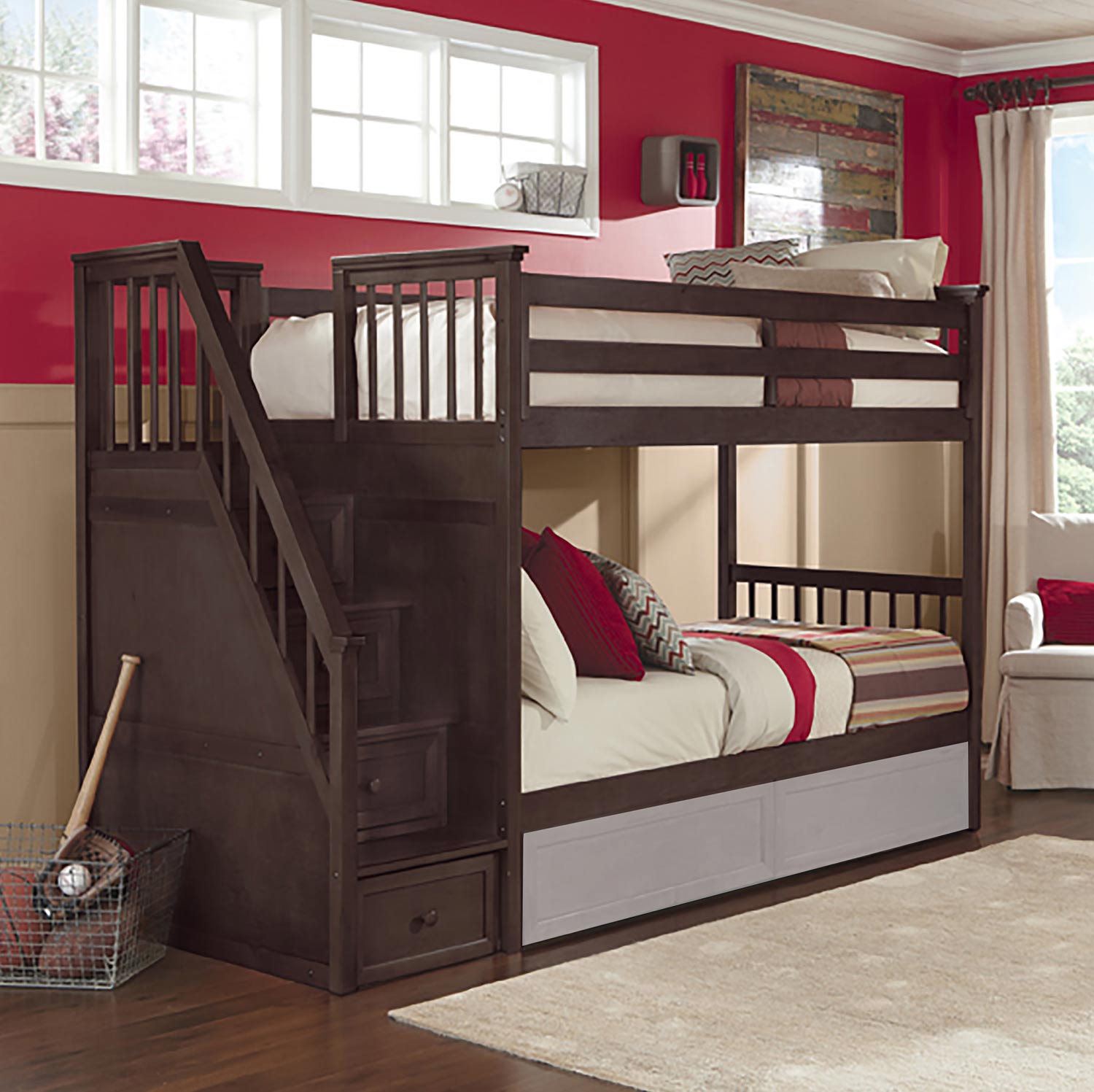 NE Kids School House Stair Bunk Bed - Chocolate Finish NE ...
