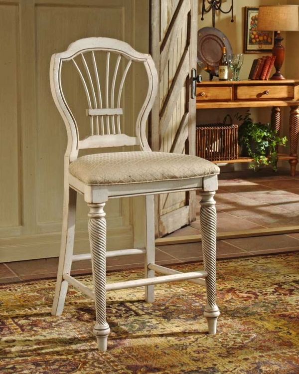 Hilale Wilshire Rectangular Dining Collection Antique White Wilshire Non Swivel Counter Stool Antique White