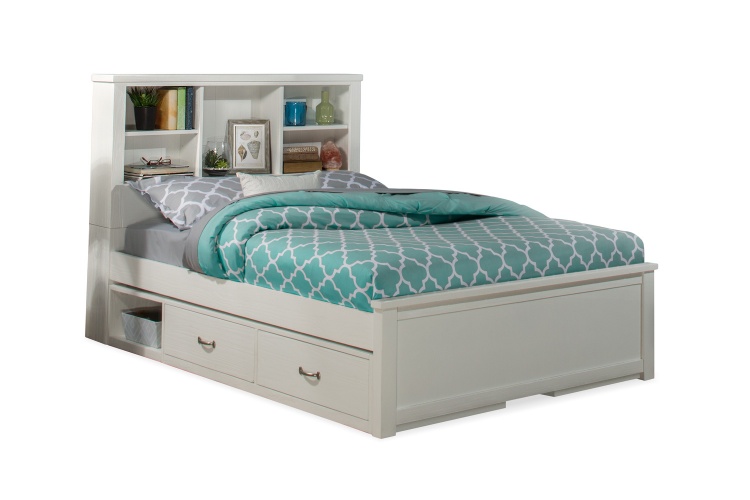 Highlands Bookcase Bed with (2) Storage Units - White