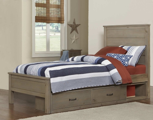 Highlands Alex Bed With Storage - Driftwood