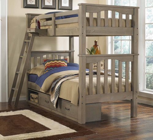 Highlands Harper Twin/Twin Bunk With Storage - Driftwood