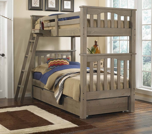 Highlands Harper Twin/Twin Bunk With Trundle - Driftwood