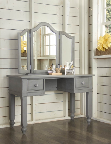 Lake House Writing Desk with Vanity Mirror - Stone