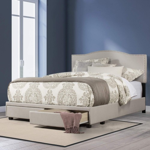 Kiley Upholstered Storage Bed - Fog Fabric