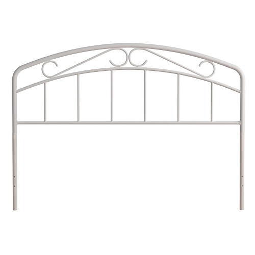 Jolie Metal Headboard with Arched Scroll Design - White