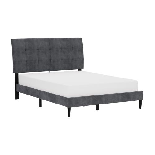 Blakely Button Tufted Upholstered Platform Bed with 2 Dual USB Ports - Dark Gray