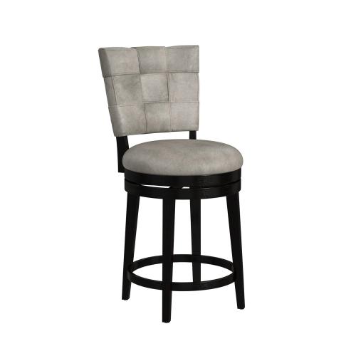 Kaede Wood and Upholstered Counter Height Swivel Stool - Black/Granite Gray Faux Leather
