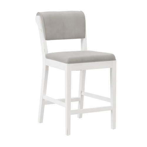 Clarion Wood and Upholstered Panel Back Counter Height Stool - Sea White